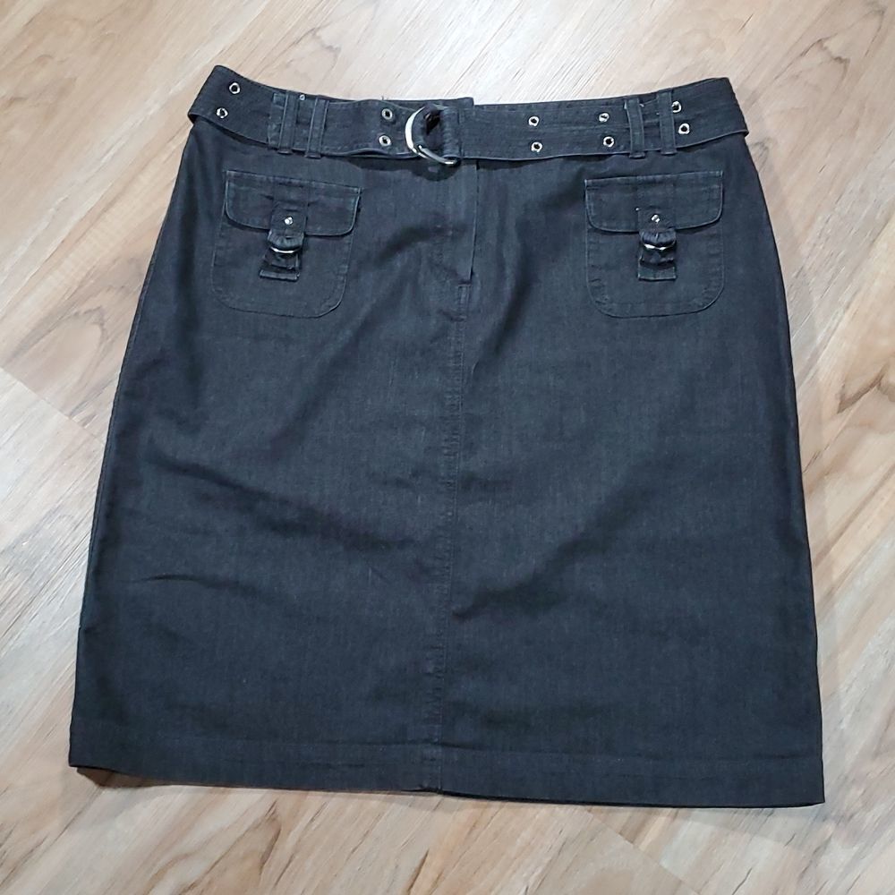🔺️Cato Black Jean Belted Skirt w/Pockets Size 14